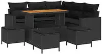 vidaXL Gartensofa-set mit Kissen 10 pcs Schwarz Poly-Rattan