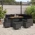 vidaXL Garten-Sofaset mit Kissen 9-teilig Poly-Rattan Schwarz (3363569)