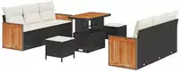 vidaXL Gartensofa-set mit Kissen 9 pcs Schwarz und Creme