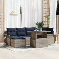 vidaXL Gartensofa-set mit Kissen 7 pcs Grau Poly-Rattan