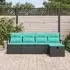 vidaXL Sofa-Set mit Kissen 5-tlg. Poly-Rattan Schwarz/Türkis (3359165)