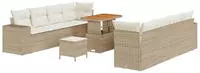 vidaXL Gartensofa-set mit Kissen 11 pcs Beige und Creme Poly-Rattan