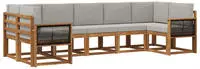 vidaXL Outdoor-Sofagarnitur mit Kissen 7 pcs Nat&uuml;rlich und Hellgrau