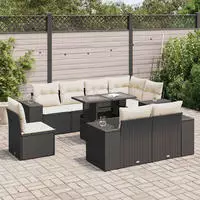 vidaXL 9-tlg. Garten-Sofagarnitur mit Kissen Grau Poly Rattan