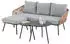 Idimex Mykonos Gartenlounge-Set Dreisitzer, Hocker & Beistelltisch, braun/grau
