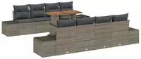 vidaXL Garten-Sofa-Set mit Speicher 9 pcs Grau Poly Rattan