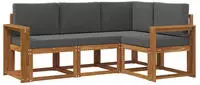 vidaXL Outdoor-Sofagarnitur mit Kissen 4 pcs Natur und Anthrazit