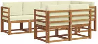 vidaXL Outdoor-Sofagarnitur mit Kissen 7 pcs Natur und Creme