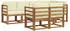 vidaXL Outdoor-Sofagarnitur mit Kissen 7-tlg., Natur/Creme (3366518)