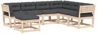 vidaXL 7-tlg. Garten-Lounge-Set mit Kissen Massivholz Kiefer