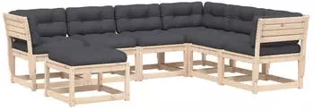 vidaXL Garten-Lounge-Set 7-tlg. mit Kissen Massivholz Kiefer (3216930)