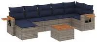 vidaXL 8-tlg. Garten-Sofagarnitur mit Kissen Grau Poly Rattan