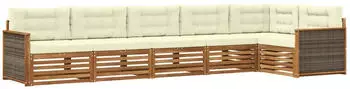 vidaXL Outdoor-Sofagarnitur mit Kissen, 6-tlg., Natur/Creme (3383408)