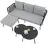 Caro Möbel Mykonos Gartenlounge-Set Dreisitzer mit Hocker & Beistelltisch, schwarz/grau, Metall (Mykonos)