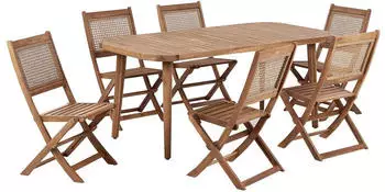 Beliani Paraggi Garten-Essgruppe 6 Personen, zertifiziertes Akazienholz, Klappstühle (PARAGGI)