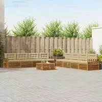 vidaXL Outdoor-Sofagarnitur mit Kissen 9 pcs Natur und Beige
