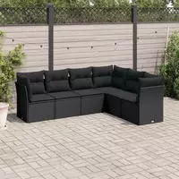 vidaXL 6-tlg. Garten-Sofagarnitur mit Kissen Beige Poly Rattan