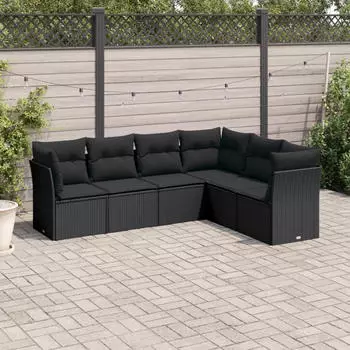 vidaXL Garten-Sofagarnitur 6-tlg. Poly Rattan Beige mit Kissen (3249517)