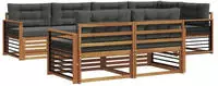 vidaXL Outdoor-Sofagarnitur mit Kissen 7 pcs Natur und Anthrazit