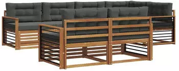 vidaXL Outdoor-Sofagarnitur mit Kissen 7-tlg., Natur/Anthrazit (3373632)