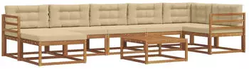 vidaXL Outdoor-Sofagarnitur mit Kissen 8-tlg. Natur und Beige (3367916)