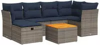 vidaXL 7-tlg. Garten-Sofagarnitur mit Kissen Grau Poly Rattan