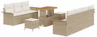 vidaXL Garten-Sofa-Set mit Kissen mit Speicher 10 pcs Beige und Creme
