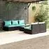 vidaXL Garten-Lounge-Set 6-tlg. mit Kissen, Poly Rattan, Schwarz (3101449)
