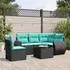 vidaXL Gartensofa-Set 6-teilig mit Kissen, Polyrattan Schwarz (3221376)