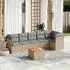 vidaXL Garten-Sofagarnitur 7-tlg. mit Kissen, Poly Rattan, Beige (3255981)