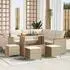 vidaXL Garten-Sofagarnitur 9-tlg. mit Kissen Poly Rattan Akazie Beige (3365001)