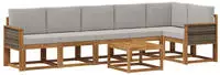 vidaXL Outdoor-Sofagarnitur 7 pcs Nat&uuml;rlich und Hellgrau Polyester