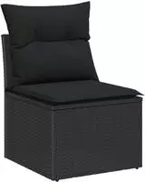 vidaXL Gartensofa-set mit Kissen 10 pcs Schwarz Poly-Rattan