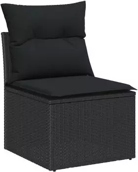 vidaXL Garten-Sofagarnitur 8-tlg. mit Kissen, Poly Rattan, Schwarz (3363639)