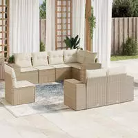 vidaXL 8-tlg. Garten-Sofagarnitur mit Kissen Braun Poly Rattan