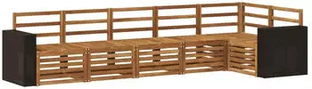vidaXL Ecksofa Set 6-tlg Massivholz Akazie Natur (3384420)