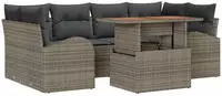 vidaXL Garten-Sofa-Set mit Speicher 7 pcs Grau Poly Rattan