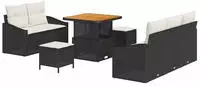 vidaXL Gartensofa-set mit Kissen 8 pcs Schwarz Poly-Rattan