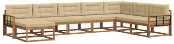 vidaXL Outdoor-Sofagarnitur 8-Tlg. mit Kissen, Natur & Beige (3368011)