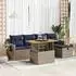 vidaXL Garten-Sofagarnitur 6-tlg. mit Kissen, Poly Rattan & Akazie, Grau (3328027)