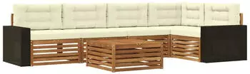 vidaXL Gartenlounge-Set 6-tlg. Natur/Creme 79x79x37cm (3383393)