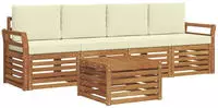 vidaXL Outdoor-Sofagarnitur 5 pcs Natur und Creme Massivholz Akazie