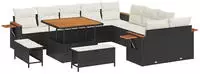 vidaXL Gartensofa-set mit Kissen 13 pcs Schwarz und Creme