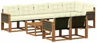 vidaXL Outdoor-Sofagarnitur mit Kissen 9 pcs Natur und Creme