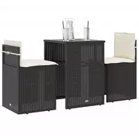 vidaXL 3-tlg. Bistro-Set mit Kissen Braun Poly Rattan