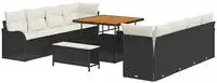 vidaXL Gartensofa-set mit Kissen 11 pcs Schwarz Poly-Rattan