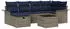 vidaXL Gartensofa-Set mit Kissen 7-tlg. Poly-Rattan Grau/Marineblau (3358894)