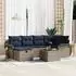vidaXL Gartensofa-Set mit Kissen 7-tlg. Poly-Rattan Grau/Marineblau (3358894)