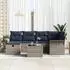 vidaXL Gartensofa-Set mit Kissen 7-tlg. Poly-Rattan Grau/Marineblau (3358894)