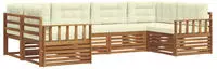 vidaXL Outdoor-Sofagarnitur mit Kissen 6 pcs Natur und Creme